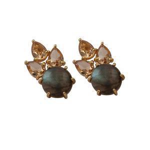 Style classique Tanzanite Blanc Agate Prong Set Boucles D'oreilles À La Main Multi-Gemstone Plaqué Or Bijoux En Gros - Product Image 6