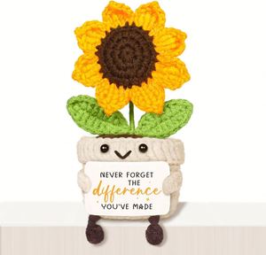 Regalos de Agradecimiento Hechos a Mano, Decoración de Girasol Positivo en Crochet, Lindo Regalo de Agradecimiento con Tarjeta Cálida para Amigos y Familiares - Product Image 5