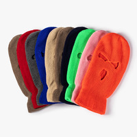 Gorro de punto de tres agujas de moda para comercio exterior, de Spandex/Poliéster, tipo pasamontañas, para ciclismo, resistente al frío, con logo bordado, unisex, para exteriores.