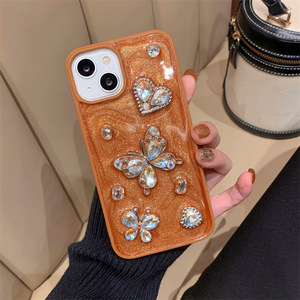 Custodia per telefono 2025 di lusso con farfalle 3D e strass, in <span class=keywords><strong>silicone</strong></span> con glitter, per <span class=keywords><strong>iPhone</strong></span> <span class=keywords><strong>11</strong></span> 12 13 14 15 16 Pro Max - Product Image 2