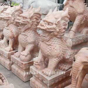 Onlyart Custom Made el oyma açık dekorasyon çin Feng Shui heykel beyaz mermer <span class=keywords><strong>Kylin</strong></span> heykeli - Product Image 1