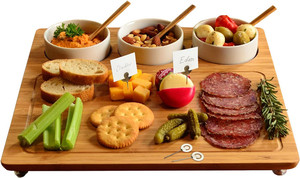 <span class=keywords><strong>Plateau</strong></span> <span class=keywords><strong>de</strong></span> service <span class=keywords><strong>individuel</strong></span> en bambou avec 3 bols en céramique pour la cuisine - Product Image 4