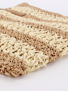 Generation Hair Fashion Simple Hollow Color Stripe Beach Bag Large Capacity Shoulder Bag Woven Bag Zipper Closure Tanjing - Product Image 4