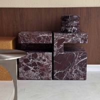 Table d'appoint en marbre naturel, design de mobilier de maison, table multicolore, pilier en pierre de luxe, socle en marbre, table d'appoint en marbre, Marmol Mesa