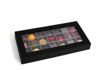 Scatola Personalizzata di Alta Gamma a Forma di Libro con Finestra Trasparente e Chiusura Magnetica per Cioccolatini e Dolciumi, con Laminazione Opaca