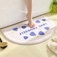 Tapis de salle de bain semi-circulaire de luxe, extra doux et absorbant, en polyester écologique imprimé, antidérapant, tapis de bain moelleux et pelucheux