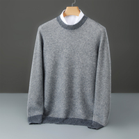 Pull en pure laine pour homme, automne-hiver, à blocs de couleur, col rond, manches longues, pull décontracté, tricoté, vente en gros d'usine OEM ODM
