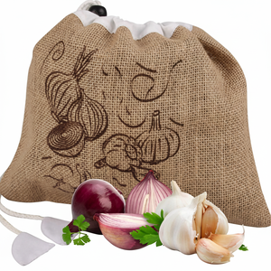 Jute and Cotton Food <b>Storage</b> Bag 27.5x23 cm for Storing Fruit and <b>Vegetables</b> - Product Image 2