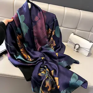 豪華な新しいプリントシルクスカーフショール女性パターンイスラム教徒の女性のためのシルクスカーフヒジャーブスカーフ