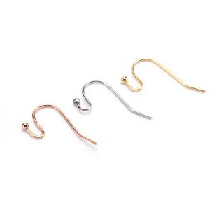 Crochets de boucle d'oreille perlés 0.7 fil épais en acier inoxydable 316L, crochets de boucle d'oreille perlés cuits et soudés avec accessoires de boucle d'oreille perlés