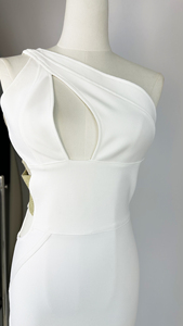 Dames Vintage Zomer Witte Bodycon Jurk Custom Groothandel Productie Ademend Één Schouder Uitgesneden <span class=keywords><strong>Prom</strong></span> Short Voor Dag - Product Image 5