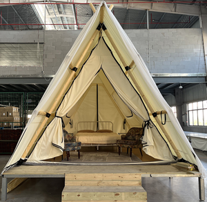 Tente de glamping de luxe moderne et personnalisée en forme de A pour l'extérieur, avec entrée triangulaire imperméable, idéale pour le camping en style campagnard - Product Image 5
