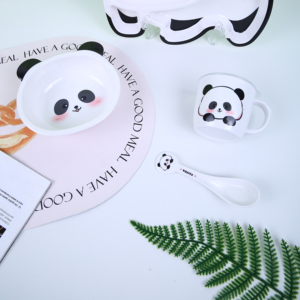 Juego de comedor de dibujos animados de Panda para niños, cuchara y cuenco de <span class=keywords><strong>melamina</strong></span>, cubiertos y platos para bebés, <span class=keywords><strong>vajilla</strong></span> para niños - Product Image 2