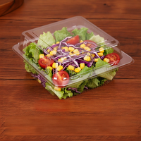Conteneur alimentaire jetable en plastique PET à clapet avec couvercle à fermeture sécurisée pour salades de fruits, sushis, mini-burgers – Utilisation polyvalente à emporter