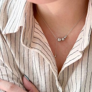 Collar de cuentas redondas de plata de ley S925 para mujer, cadena de 405 cm, uso diario, diseño indie de lujo - Product Image 5