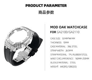 Mod Kit <span class=keywords><strong>GA2100</strong></span> Lunette Métallique pour Casi G Shoc-k Modification Mod Kit Caoutchouc avec Montre en Acier Star Diamond Case Strap g Shoc-k - Product Image 3