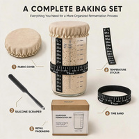 Pot de Fermentation à la Levain en Verre Borosilicate Haute Qualité, Conteneur de Fermentation de Pâte 730ml 1000ml avec Couvercle en Tissu