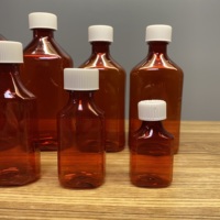Bouteilles de médicaments, à grande échelle, couleurs ambrées, ovales RX, avec capuchon CR