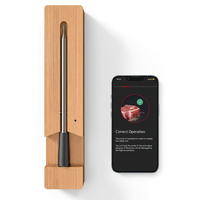 Termometer Daging Digital Bluetooth Berbahan Logam dengan Layar Aplikasi untuk Dapur, BBQ, Grill, Oven, Smoker, Rotisserie, Memasak di Luar Ruangan
