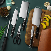 Ensemble de 7 couteaux de cuisine en acier inoxydable pour forgeron personnalisés avec manche en ABS et bloc à couteaux en bois