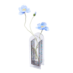 Jarrón de Acrílico Transparente con Panel de Purpurina Roja/Dorada/Mixta Sellado, Jarrón Minimalista para Decoración de Bodas y Hogar, Jarrón Floral para Decoración de Mesa al por Mayor - Product Image 5