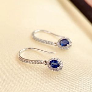 Pendientes de Oro Puro de 18k con Zafiro Azul Real y Diamantes, Modelo Au750 de Xinfly, Precio de Fábrica para Joyería Femenina - Product Image 3
