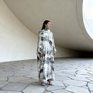 Vestido Abaya de Poliéster Estampado de Lujo Personalizado para Mujeres Musulmanas, Elegante Ropa de Fiesta para la Noche, Proveedor OEM - Product Image 4