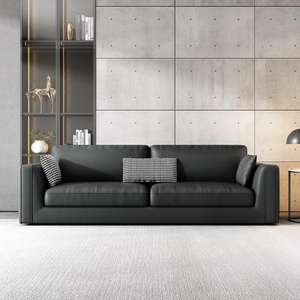 أريكة عصرية مربعة من الجلد الصناعي بمقعد واحد/اثنين/ثلاثة/أربعة مقاعد مع وسائد مربعة وأرجل من الفولاذ المقاوم للصدأ، أثاث متين لغرفة المعيشة - Product Image 4