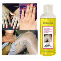 Huile de peeling liquide jaune super puissante, éclaircissante pour les coudes, les genoux, les mains, le corps, blanchiment de la mélanine, peau foncée, forte
