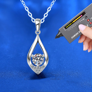 SD moda boda joyería brillante Moissnaite 925 plata esterlina lágrima colgante collar 1ct VVS Moissanite mujeres collar - Product Image 5