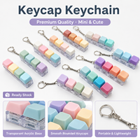 Custom Logo LED Light Keyboard Switch Keychain 4 Keys 9 Keys Macaron Plastic Keycap Pendant Stress Relief Toy Keycap Keychain