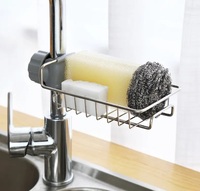 Égouttoir d'évier de cuisine en acier inoxydable Porte-savon égouttoir Porte-serviettes Étagère Organisateur Accessoires de cuisine