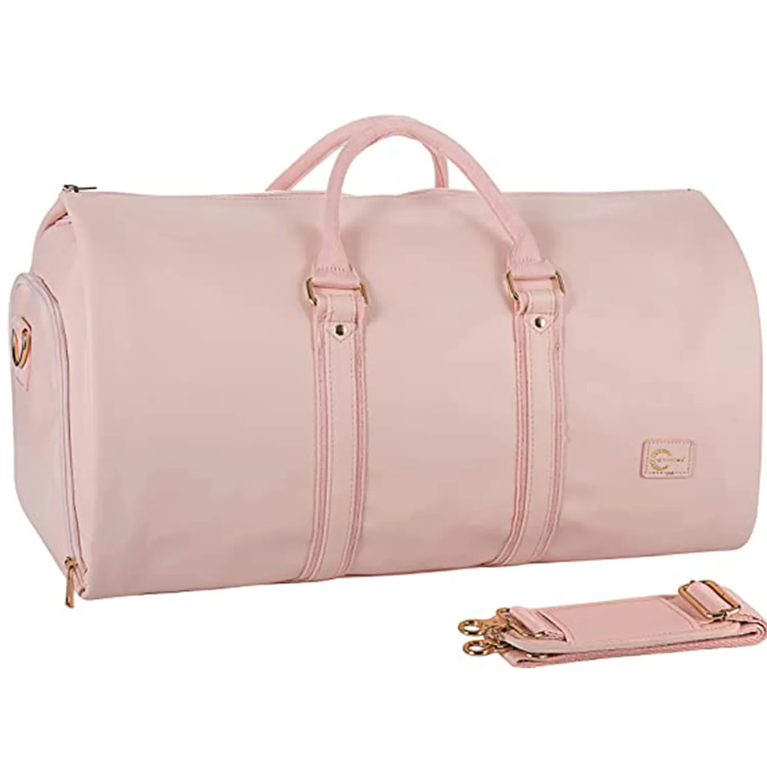 Custom Convertible Garment Bag for Women Suit Bag Leather Travel Duffel Bas Women Carry on Garment Bags Pink
