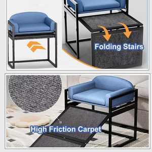 Cama Elevada para Perros ZMaker 2026 con Marco Metálico Personalizable, Rampa Plegable Antideslizante con Cojín - Product Image 3