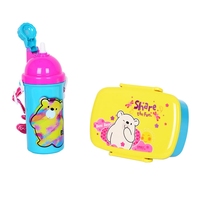 Boîte à déjeuner bento en plastique mignon pour enfants avec bouteille d'eau et ensembles de déjeuner sans bpa boîte à déjeuner écologique pour enfants