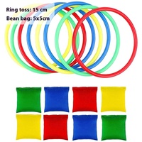 Ensemble de jeux d'extérieur 3-en-1 pour enfants de 5 à 7 ans : cônes en plastique souple, sacs de céréales et jeu de lancer d'anneaux pour fêtes d'anniversaire
