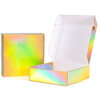 Boîte d'expédition pliable auto-scellante en carton ondulé holographique métallisé avec logo personnalisé pour chaussures, vêtements et ensembles cosmétiques