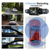 Caméra de tableau de bord DVR pour voiture à 4 caméras avec vision nocturne de 2 pouces, enregistrement en boucle, caméra de recul 4 canaux 720+480+480+480p, enregistreur vidéo