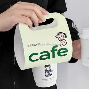 Ensemble de tasses à café à double paroi écologiques personnalisables, sac en papier jetable avec couvercle compostable - Product Image 2