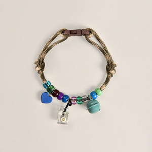 <b>Braided</b> Rope Pet Collar With Colorful Beads And Bell For Small Medium Dogs Cats Breathable Non Constricting Design - Product Image 1