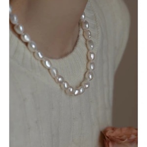Collar de Perlas de Agua Dulce Barrocas Blancas Grandes, Elegante y de Moda, Estilo Francés, Collar de Perlas Irregulares Naturales para Clavícula - Product Image 3
