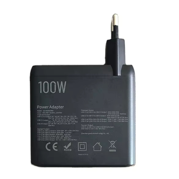 USB C Fast Charger 100W 4-Port Desktop PD3.0 GaN Charger Universal Adapters Smart Charging Station Phone Laptop EU Market