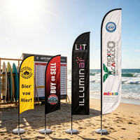 Support de bannière publicitaire personnalisée en forme de goutte d'eau, drapeau de plage avec mât en fibre de verre, drapeau plume promotionnel extérieur