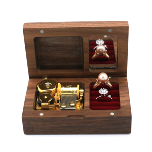 Scatola di legno del contenitore di gioielli di musica portatile di viaggio di progettazione classica di alta qualità di logo su ordinazione di vendita calda - Product Image 2