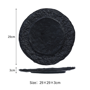 Vente en gros de plats de service pour restaurants d'hôtels Vaisselle ronde Assiettes plates en porcelaine céramique personnalisées à steak salade noir mat - Product Image 2