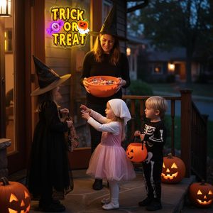 Halloween Trick or Treat Neon <b>LED</b> Hanging <b>USB</b> Powered Dimmable Party Decoration Indicator <b>Light</b> Club Sign Billboard 5V 12V - Product Image 5
