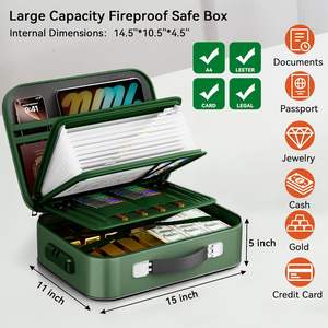 Portable Hard File <strong>Box</strong> Bag Suitcase Anti-theft Fireproof <strong>Storage</strong> Organizer Bag for Documents Certificates Passports Files - Product Image 4