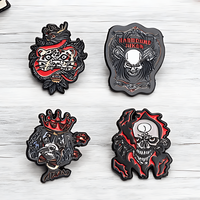 Broche de style gothique punk, 1/4 pièces, couleur classique noir et rouge assortie, badge au design unique et petit, pour les amateurs de gothique