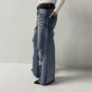 Jean Boyfriend Déchiré et Délavé en Denim Respirant Style Hip Hop Vintage Coupe Droite Ample Décontractée pour Femme Streetwear Baggy - Product Image 4