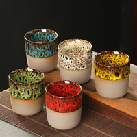 Tasse à thé en porcelaine miniature rétro de style japonais, 150 ml, sans anse, avec glaçure alcalinisée au four, vente en gros